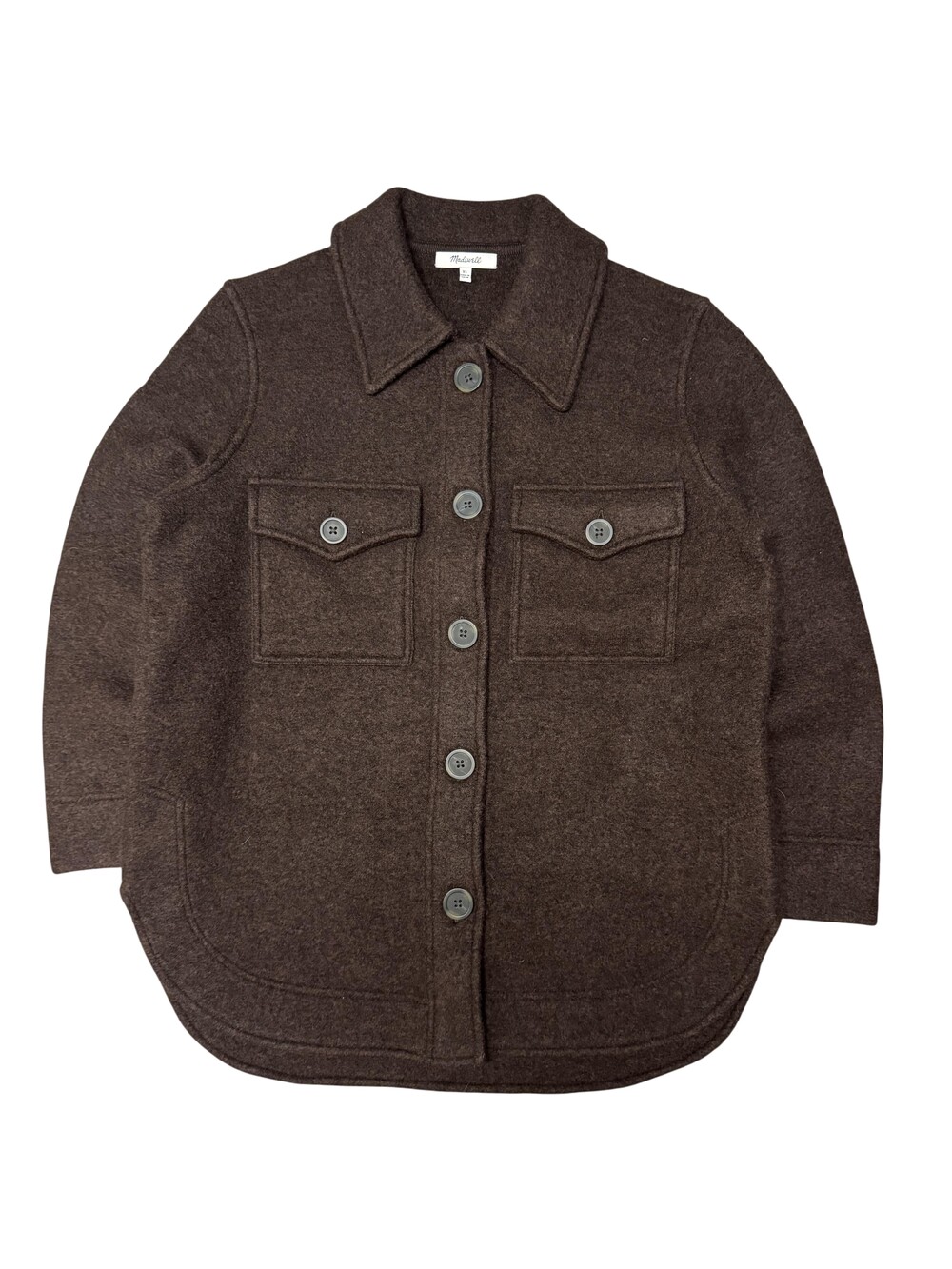 Madewell Wool Shirt Jacket Womens XS Brown Button Front Pockets Collared